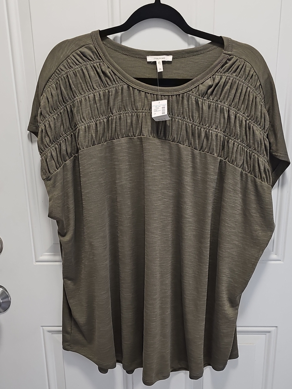 Maurices Olive Green Ruched Yoke Tunic Top